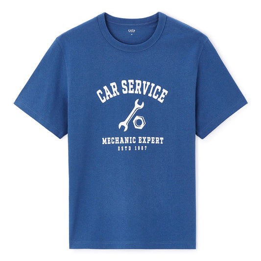 100% Cotton Boxy Crew Neck T-Shirt - Navy