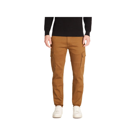 Straight Stretch Cotton Cargo Pants - Brown