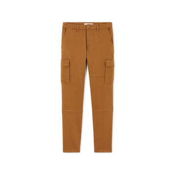 Straight Stretch Cotton Cargo Pants - Brown