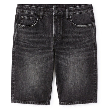 Stretch Cotton Denim Bermuda Shorts - Black