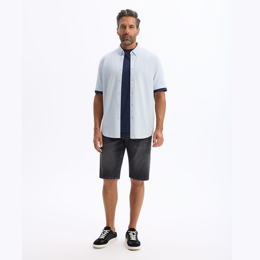 Regular Jersey Pique Shirt - Blue