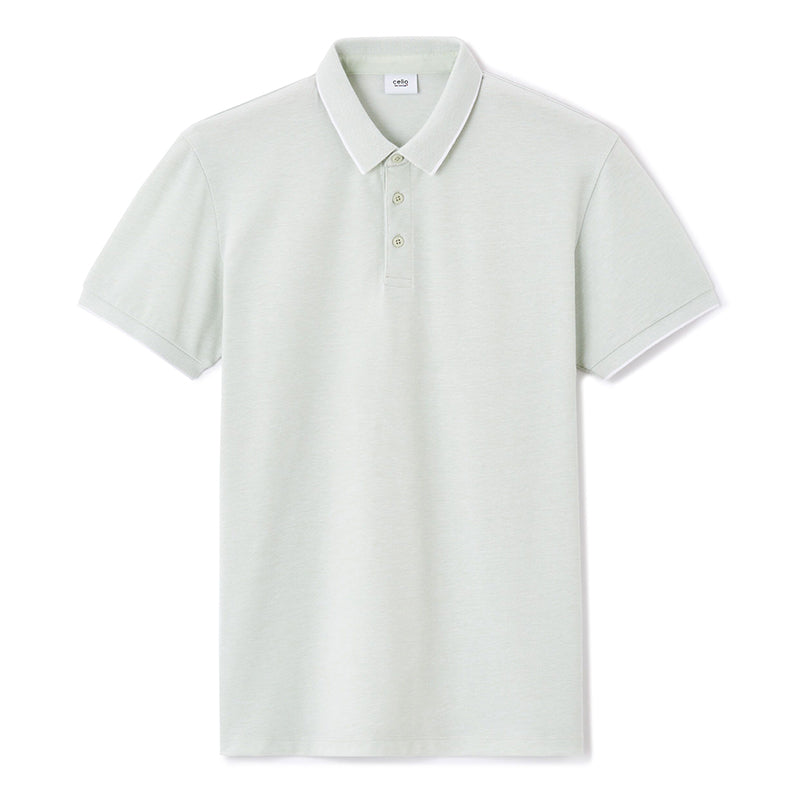 Regular Cotton Blend Polo Shirt - Mineral Green