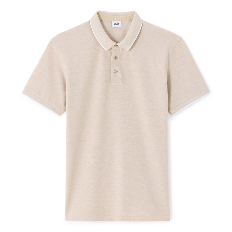 Regular Cotton Blend Polo Shirt - Beige
