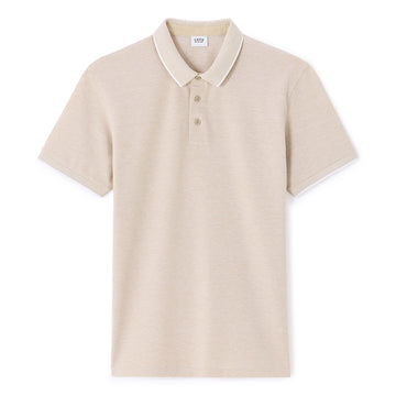 Regular Cotton Blend Polo Shirt - Beige