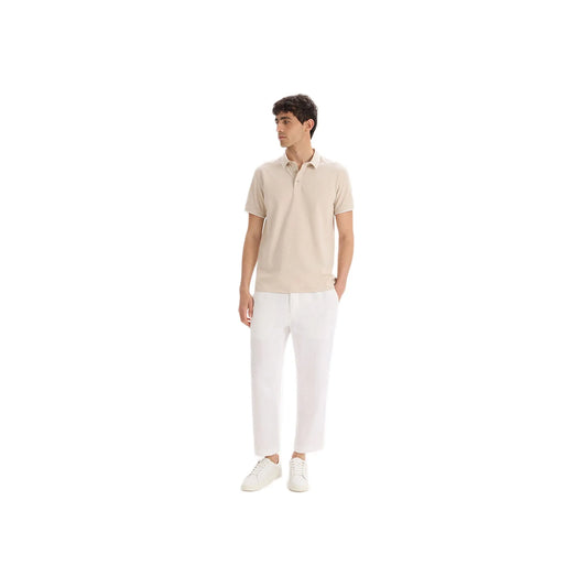 Regular Cotton Blend Polo Shirt - Beige