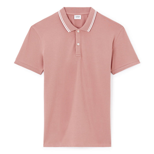 Slim Stretch Cotton Polo Shirt - Pink