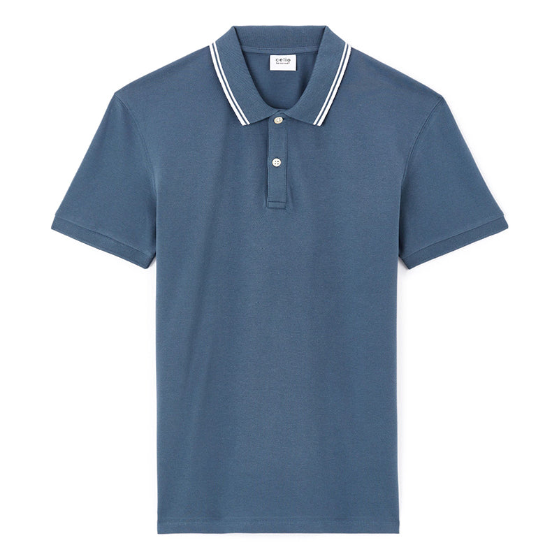 Slim Stretch Cotton Polo Shirt - Dark Blue