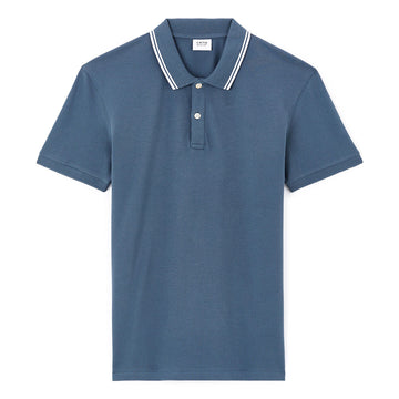 Slim Stretch Cotton Polo Shirt - Dark Blue