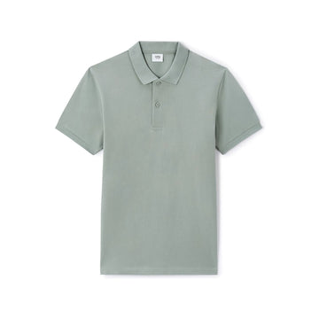 Straight Pique Polo Shirt 100% Cotton - Gray Green