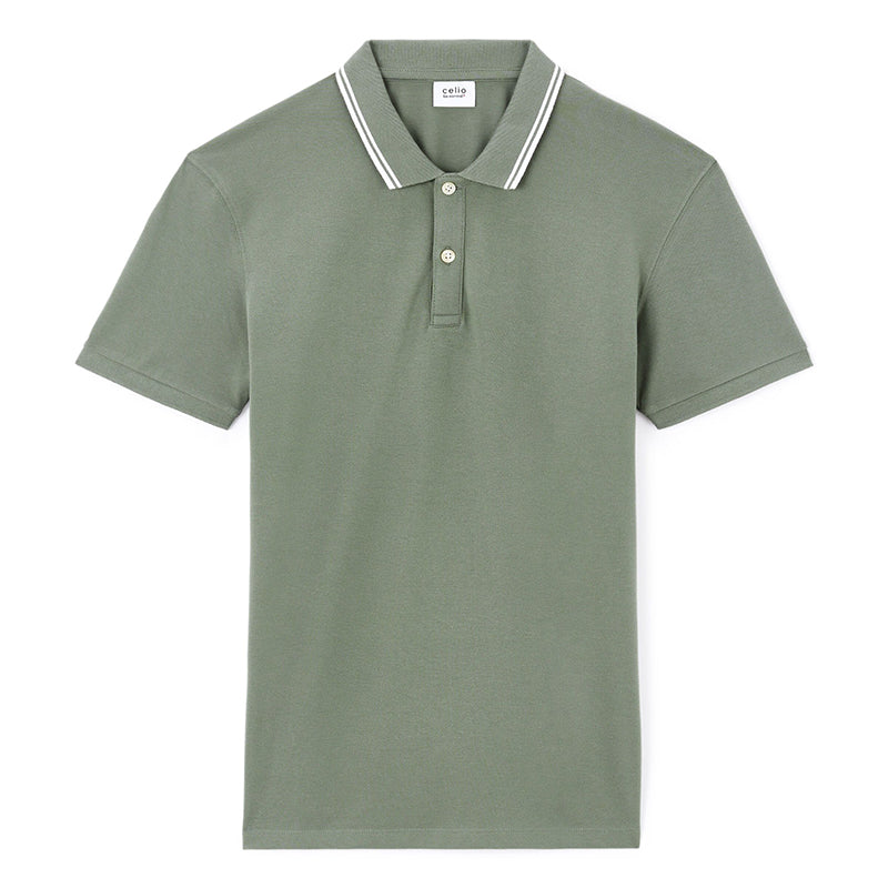 Slim Stretch Cotton Polo Shirt - Light Green