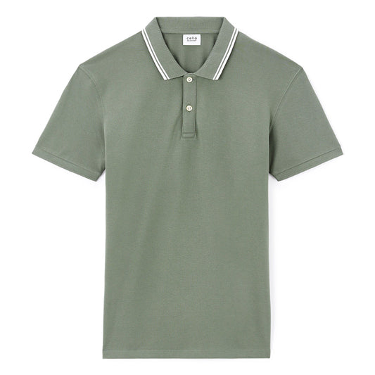 Slim Stretch Cotton Polo Shirt - Light Green
