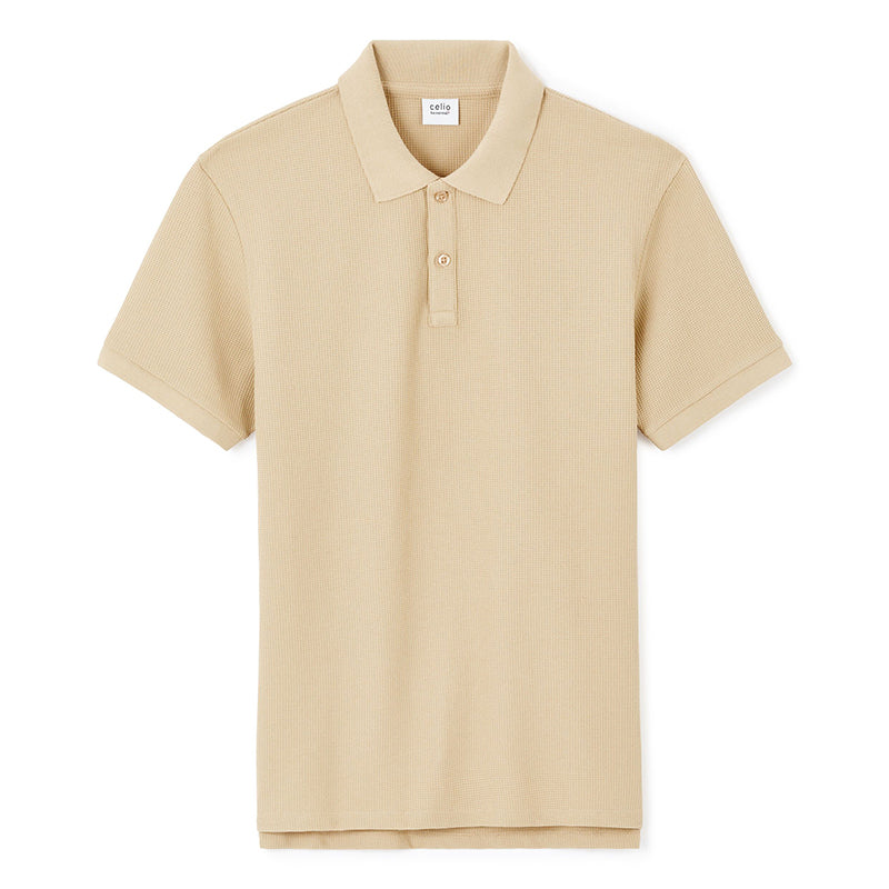 Regular Polo Shirt 100% Stretch Cotton - Beige
