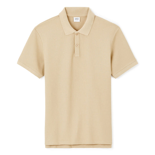 Regular Polo Shirt 100% Stretch Cotton - Beige