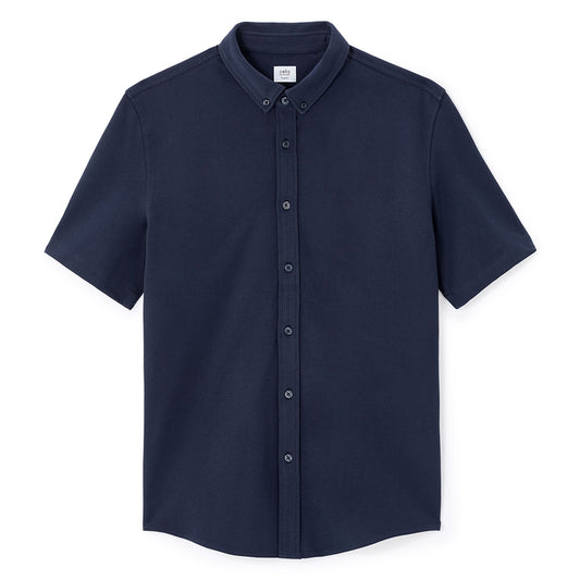 Regular Jersey Pique Shirt - Navy