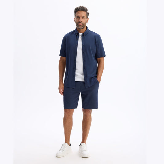 Regular Jersey Pique Shirt - Navy