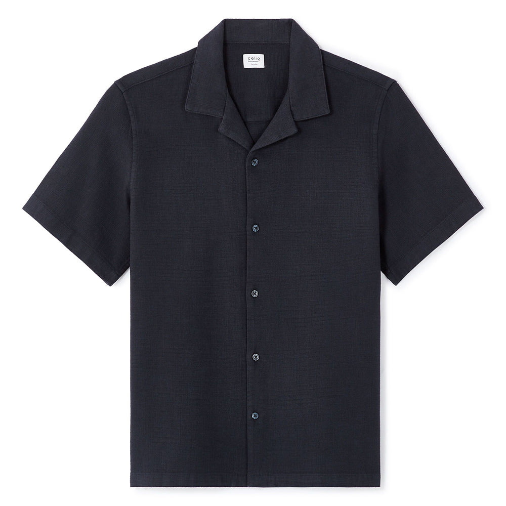 Regular-Fit 100% Textured Cotton Shirt - Navy