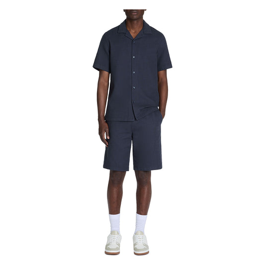 Regular-Fit 100% Textured Cotton Shirt - Navy