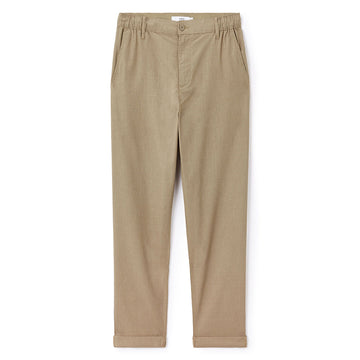 Straight Linen And Cotton Pants - Taupe