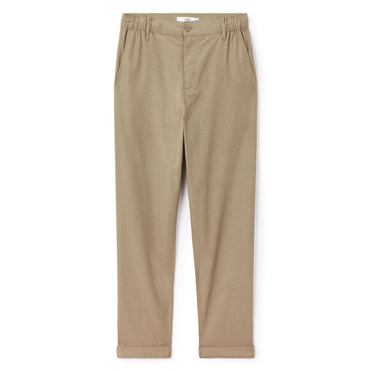 Straight Linen And Cotton Pants - Taupe