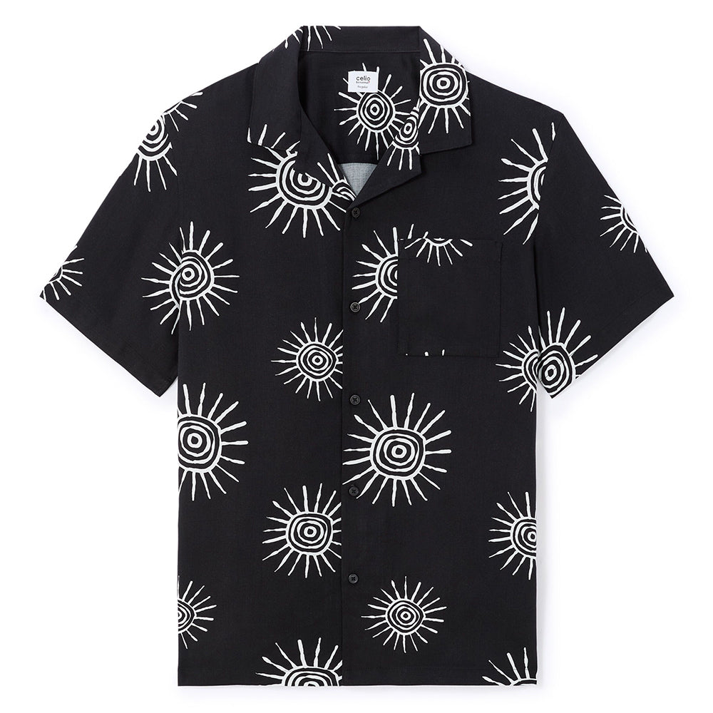 Sun Print Shirt 100% Viscose - Black