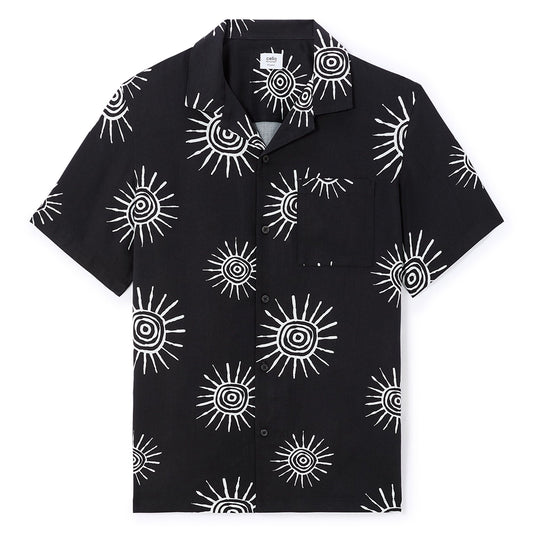Sun Print Shirt 100% Viscose - Black