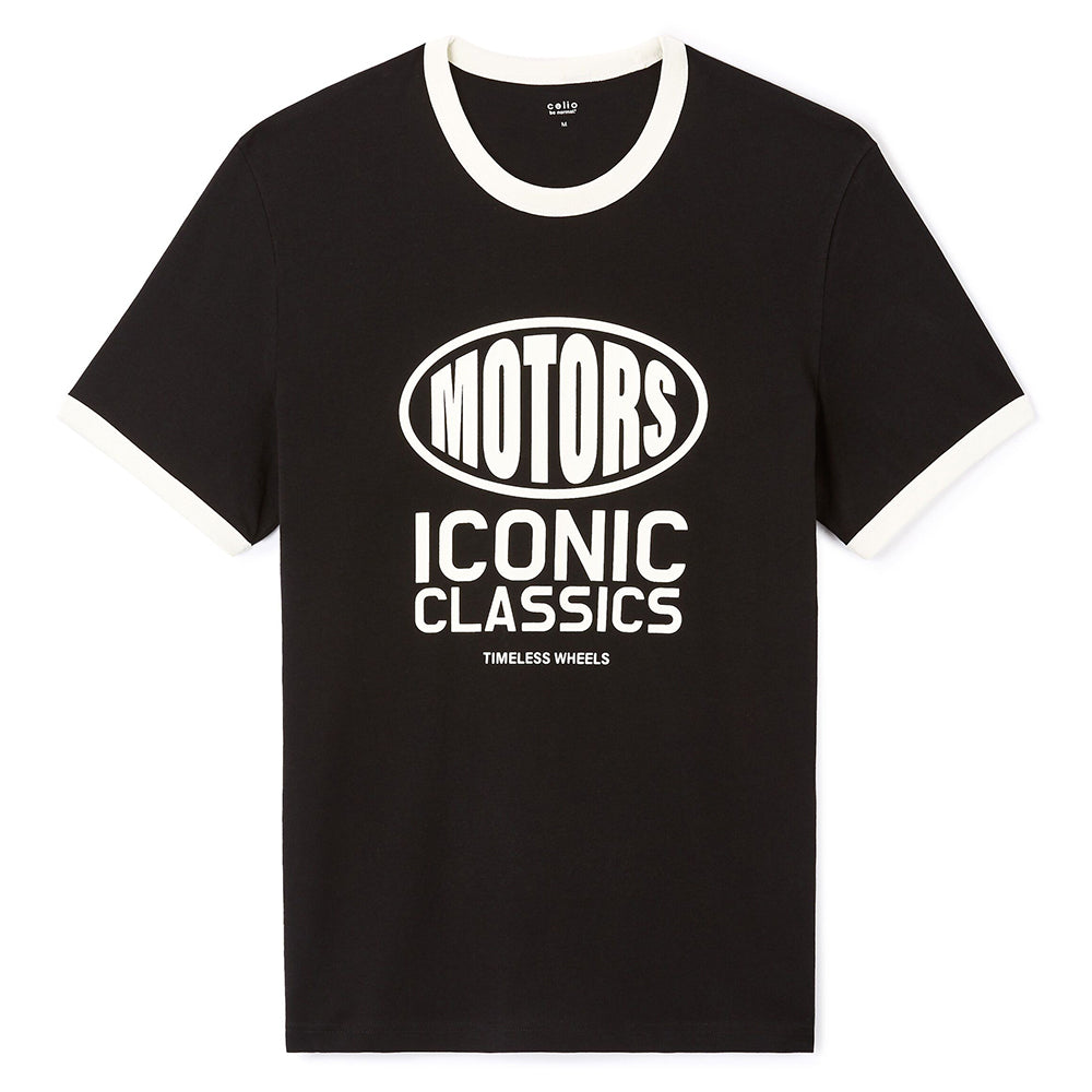 100% Cotton Crew Neck Straight T-Shirt - Black