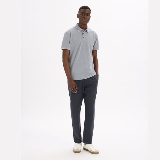 Regular Cotton Blend Polo Shirt - Blue