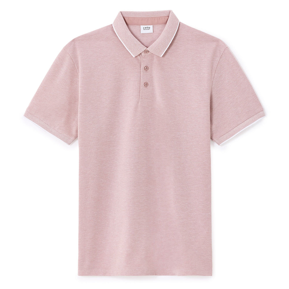 Regular Cotton Blend Polo Shirt - Pink