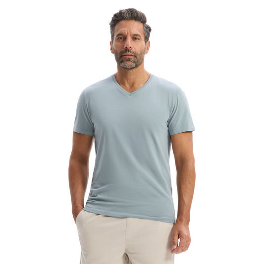 Slim V-Neck T-Shirt In Stretch Cotton