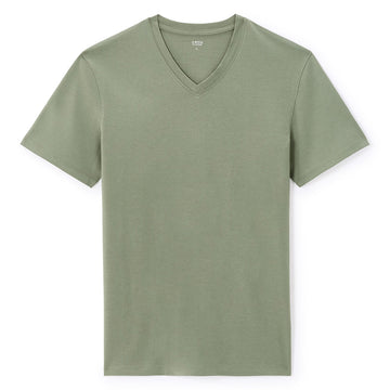 Straight V-Neck T-Shirt 100% Cotton - Green