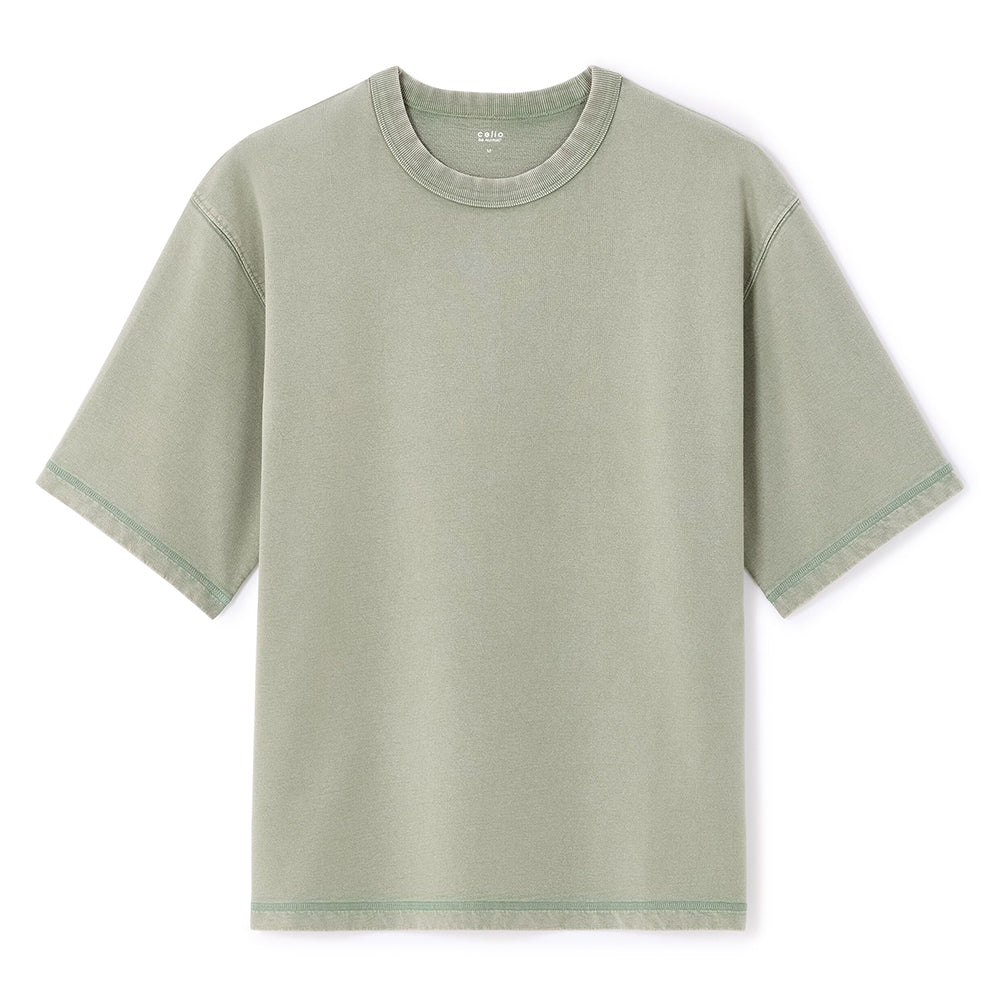 Oversized Round Neck T-Shirt 100% Cotton - Khaki