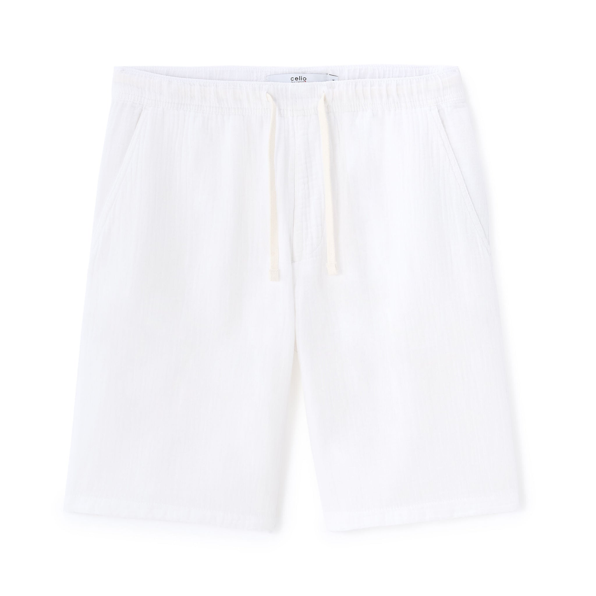 Bermuda shorts 100% cotton gauze - white
