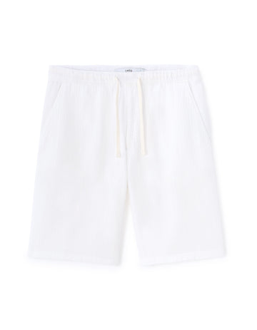 Bermuda shorts 100% cotton gauze - white