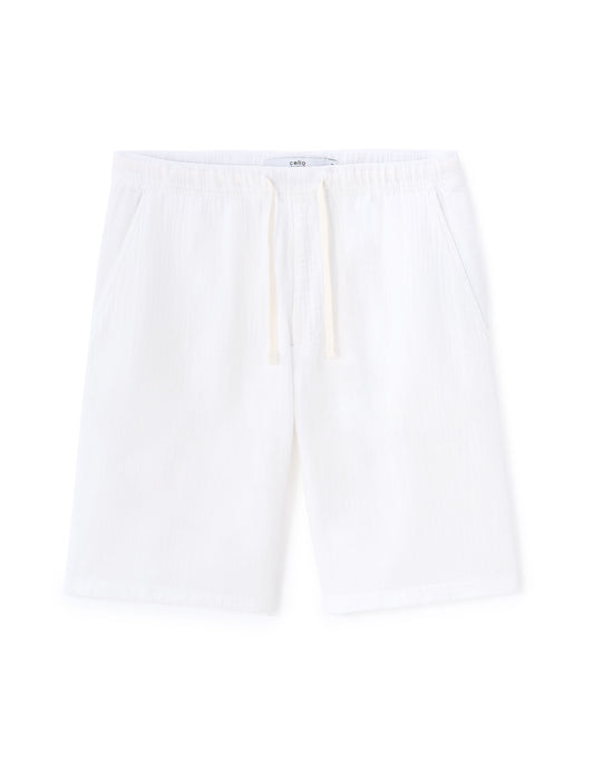 Bermuda shorts 100% cotton gauze - white