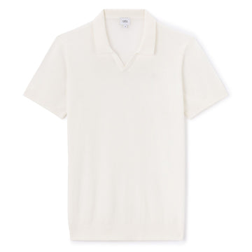 Slim-Fit 100% Cotton Knit Polo Shirt - Beige