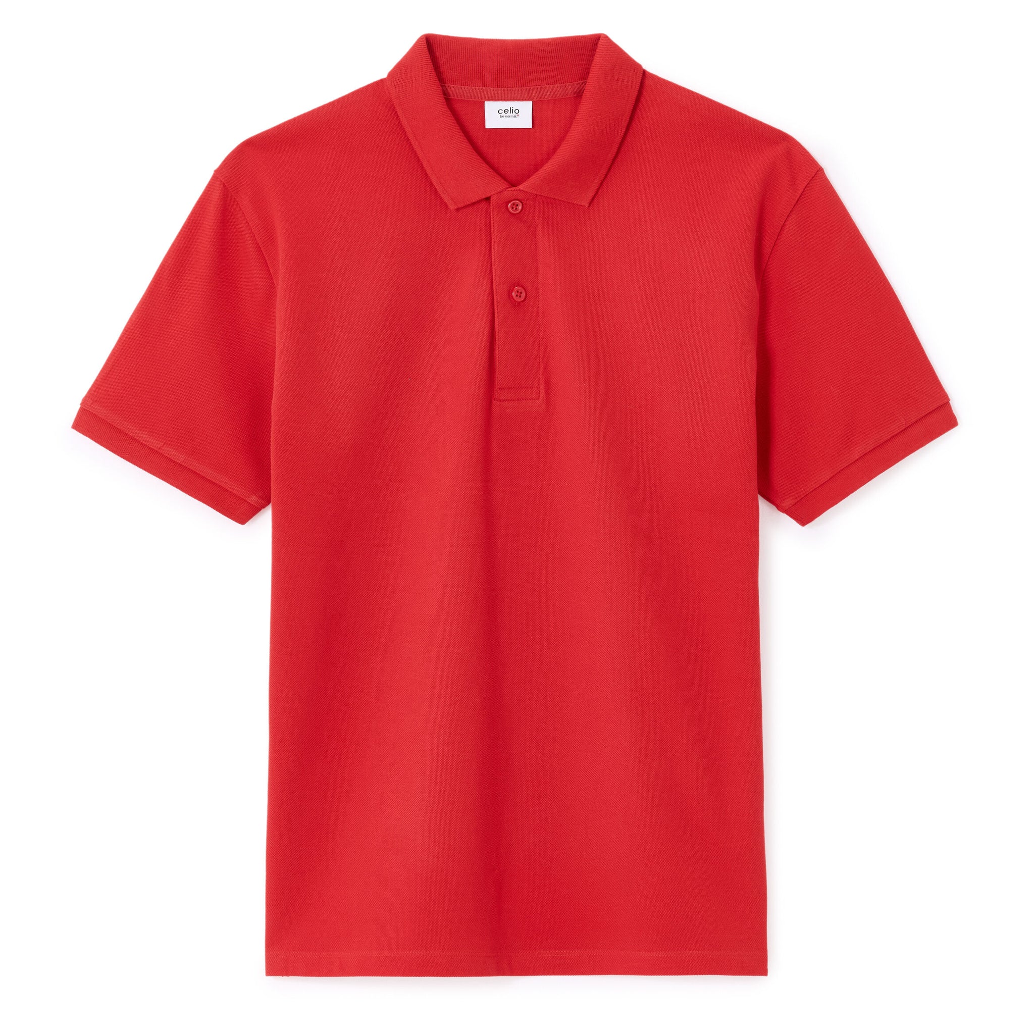 Regular 100% cotton pique polo shirt - red