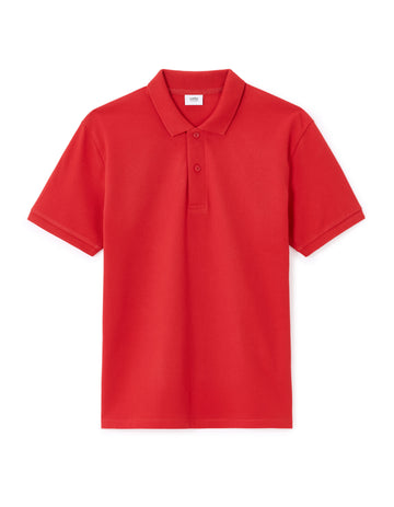 Regular 100% cotton pique polo shirt - red