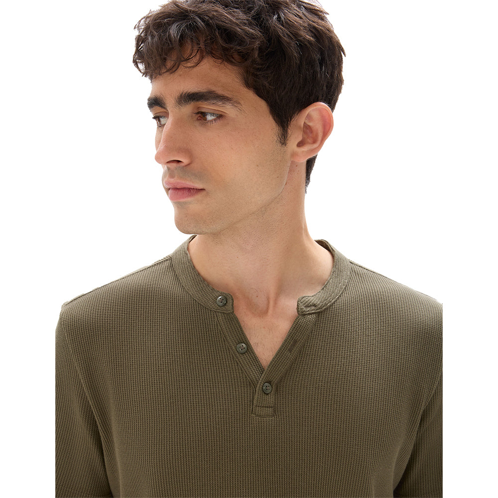 Regular-Fit Waffle Henley Neck T-Shirt