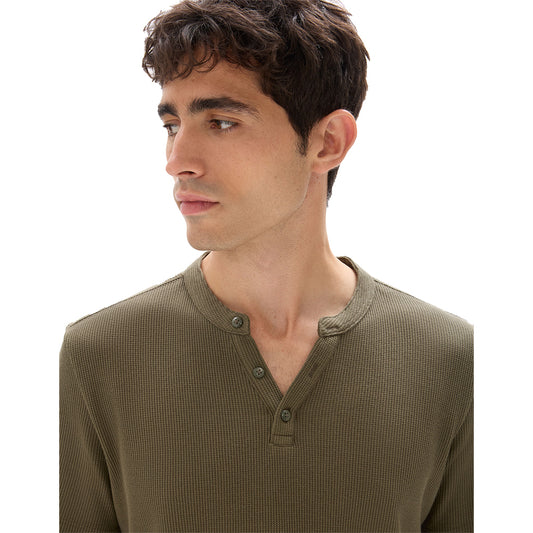 Regular-Fit Waffle Henley Neck T-Shirt