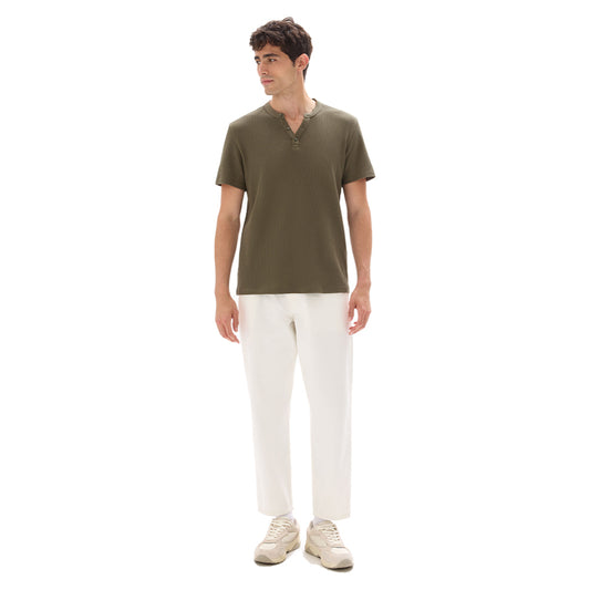 Regular-Fit Waffle Henley Neck T-Shirt
