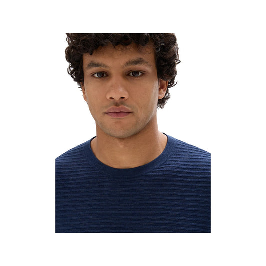 Boxy Crew Neck Openwork Knit T-Shirt