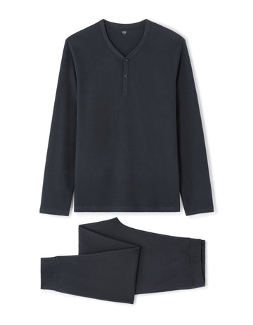 Waffle-Knit Stretch Pajama Top And Pants