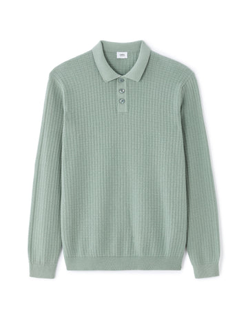 Polo Collar Sweater With Fancy Knit