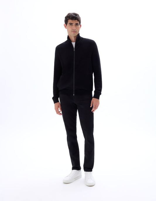 Zipped Mock-Neck Cardigan