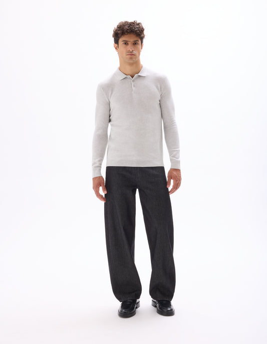 Slim Polo Collar Sweater Heather