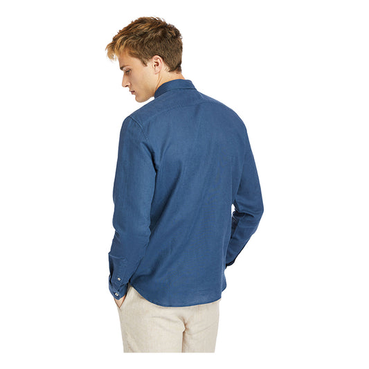 LOVELL LAKE Cotton/Linen Long Sleeve Shirt Dark Denim