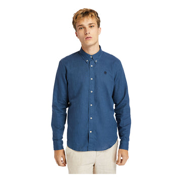 LOVELL LAKE Cotton/Linen Long Sleeve Shirt Dark Denim