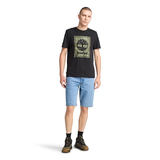 STACK LOGO Camo Short Sleeve Tee Black
