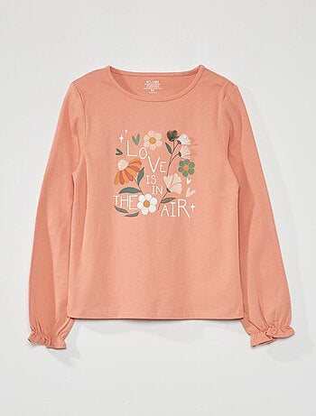 Printed T-shirt with puff sleeves