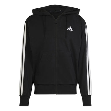 سترة Essentials 3-Stripes French Terry بسحاب كامل وغطاء للرأس